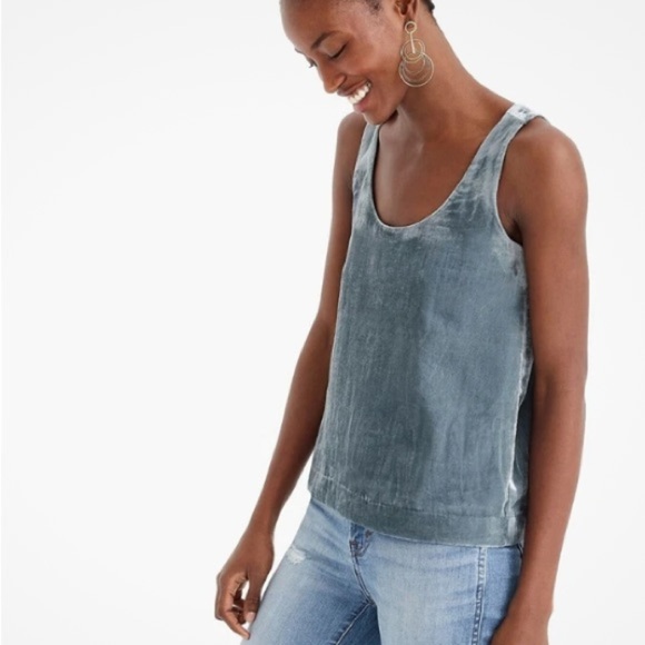 J Crew velvet tank top gray crushed lined NWT soft dressy size 2 - Picture 1 of 7